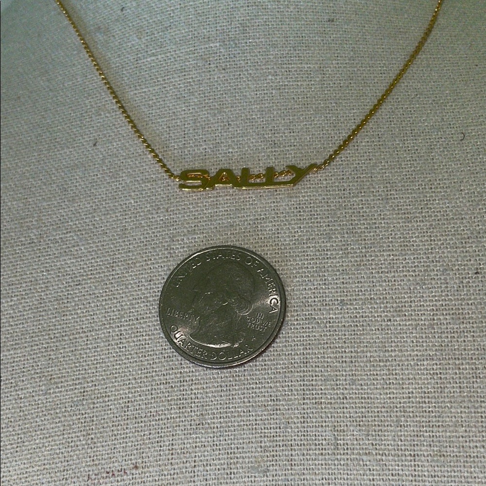 Vintage “Sally” Gold Tone Name Necklace - Picture 3 of 4